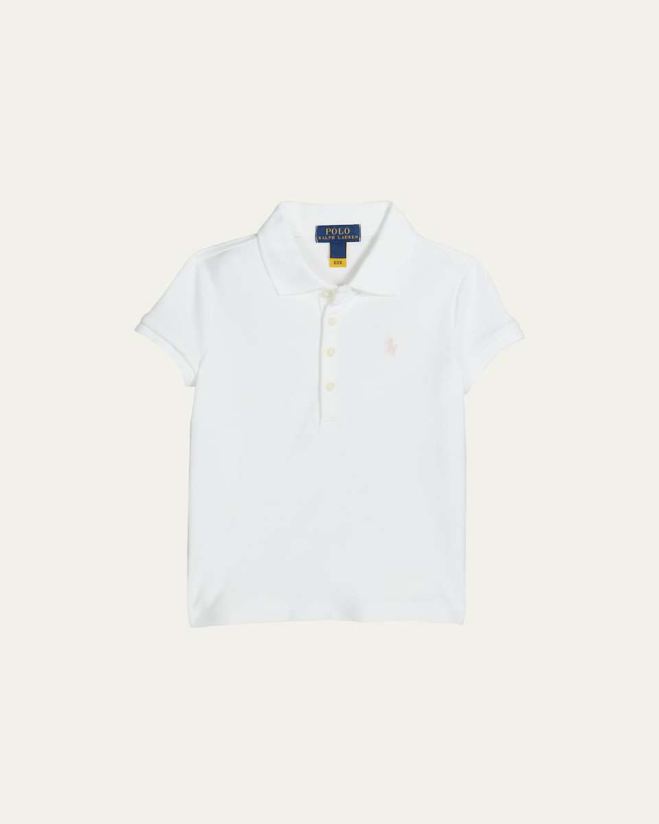 Girl's Logo Embroidered Short-Sleeve Polo Shirt, Size 2-